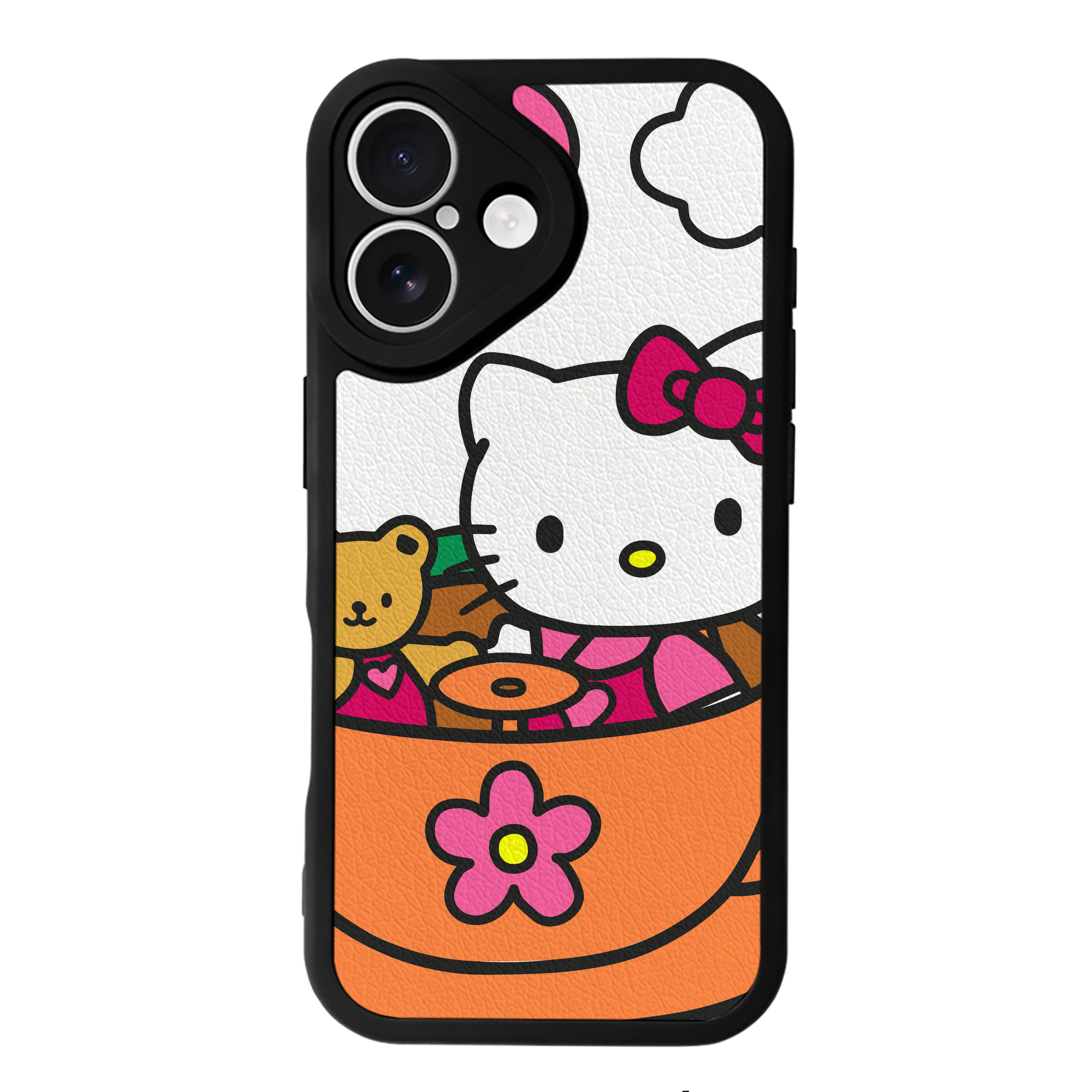 （画像用） Hello Kitty ハローキティ 【iPhone 16シリーズ対応】シリコンスマホケース（レザー調） 材質：シリコン